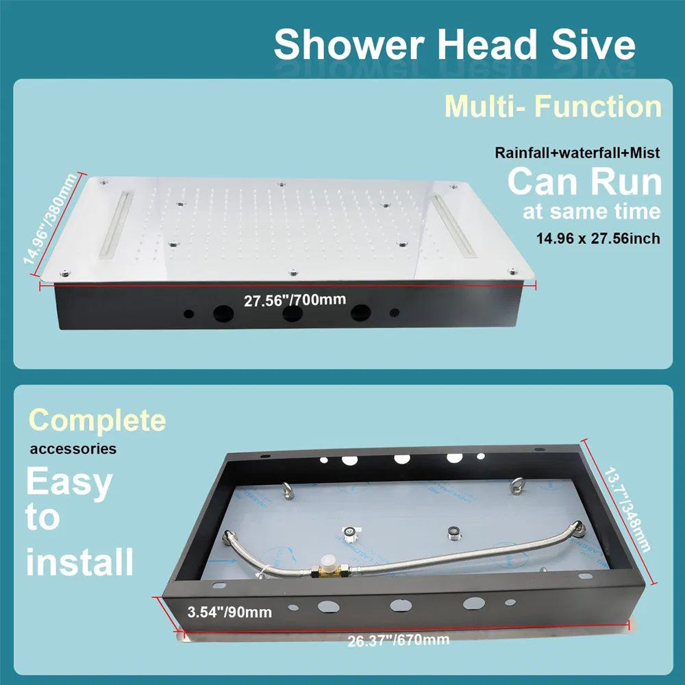 Chrome Showerhead 3 Functions Rain Shower Head Ceiling Mounted Rain Shower Head