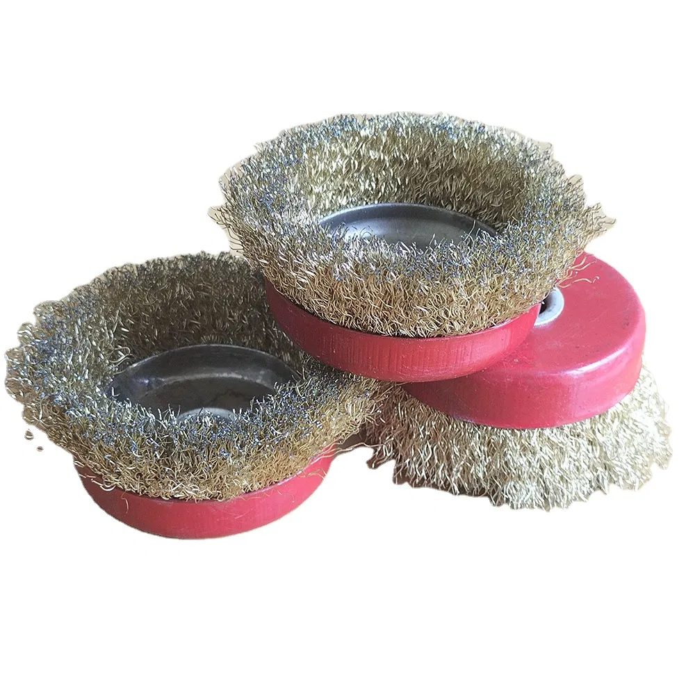 Чашечная щетка из стальной/латунной проволоки для болгарки