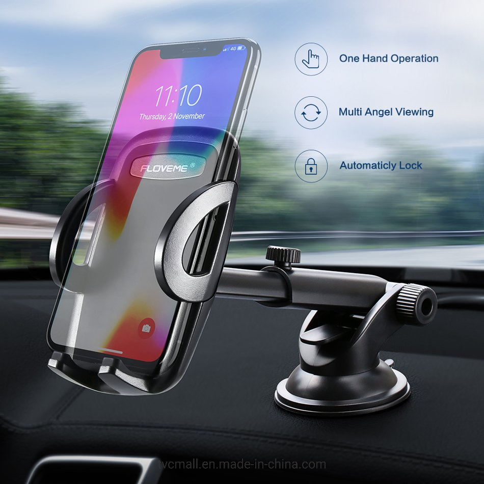 Floveme Universal Car Air Vent/Center Console Mount Bracket Phone Holder for iPhone Samsung Huawei etc- All Black