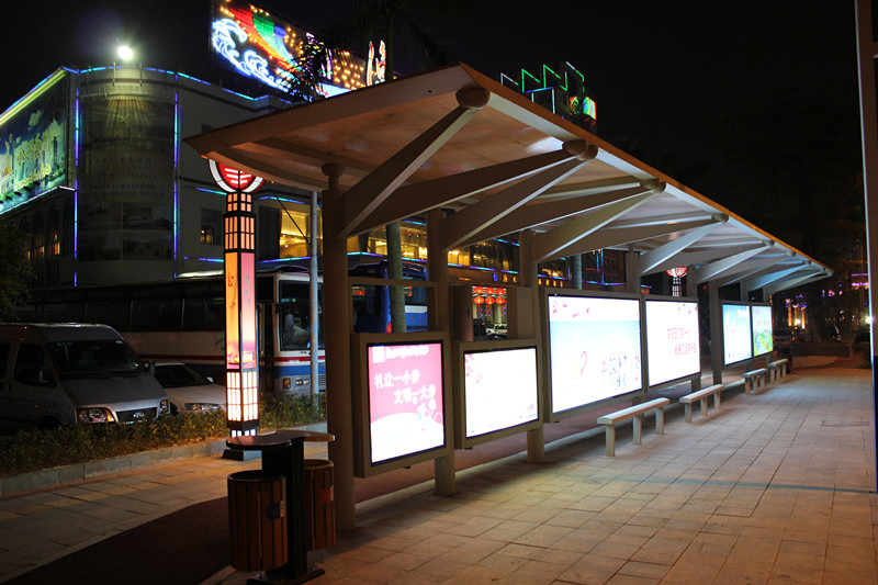 Outdoor Stainless Steel Structure Aluminum Alloy Bus Shelter