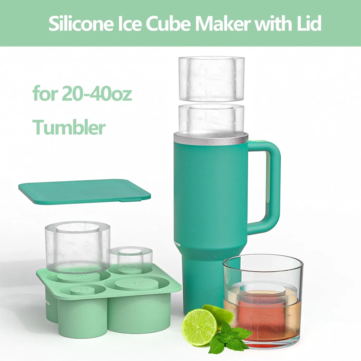 Ice Mold 40oz Tumbler 4-Cavity Silicone Cup Ice Cube Tray for Stanley Cup