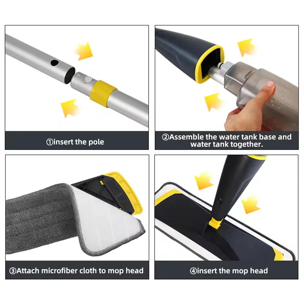 New Design Microfiber Flat Mop with EVA Lock Wholesale Easy-to-Clean Spray Mop – 360° Rotating Head, Wet & Dry Use for Efficient Floor Cleaning