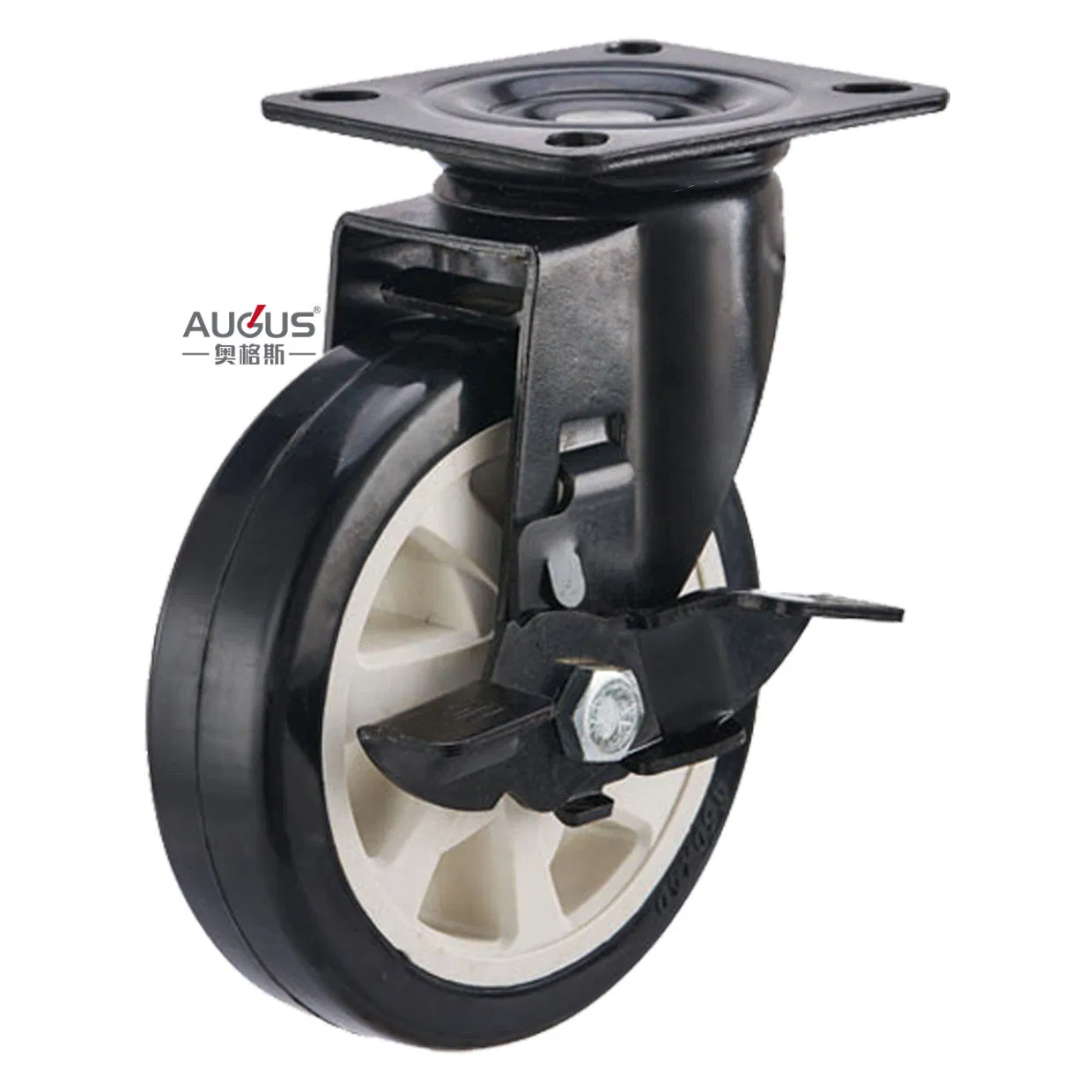 100-150mm Black PU Wheel Screw Trolley Medium Heavy Duty Caster Wheel