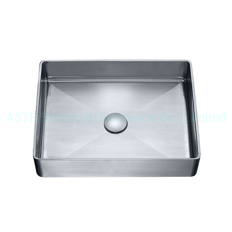Satin 50× 40 Cm Handmade Top Mount Bathroom Rest Room Stainless Steel PVD Finish Wash Basin for Hbm5040b