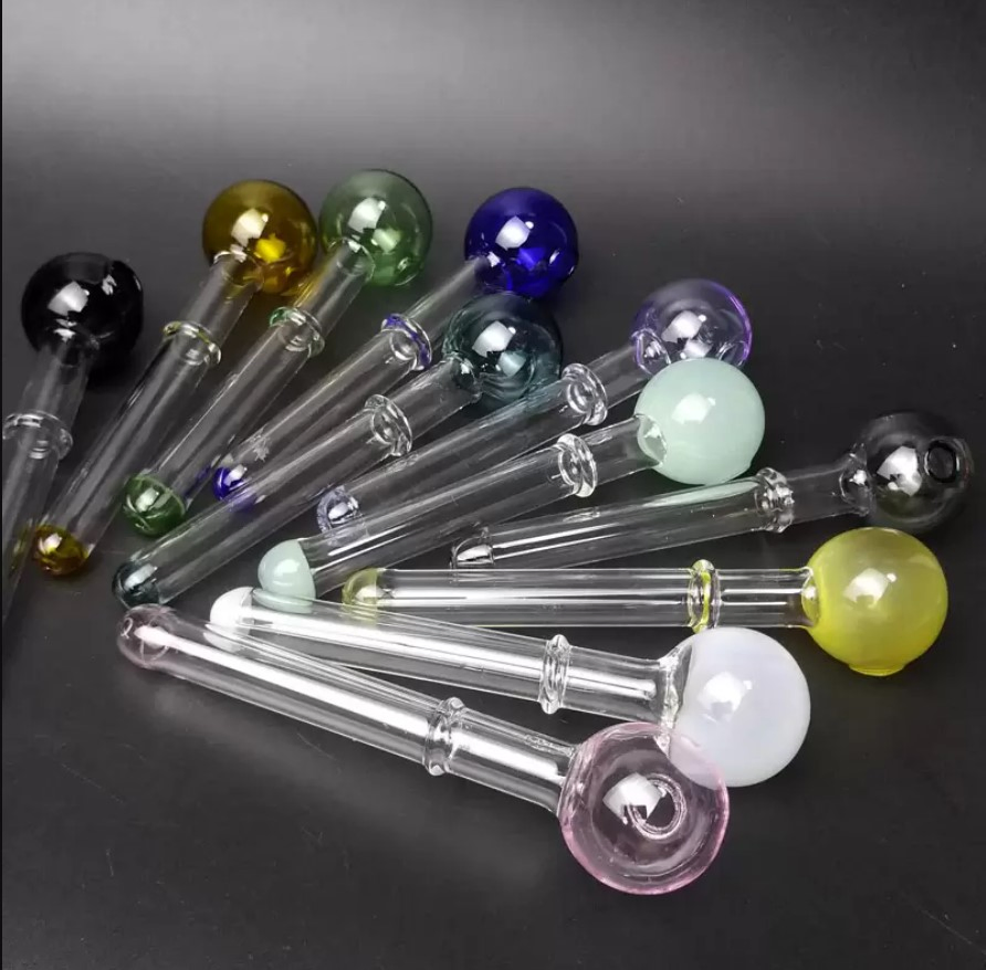 Colorful Great Pyrex 12cm Stright Type Round Ball Glass Smoking Pipes Oil Burner Pipe Glass Water Pipes
