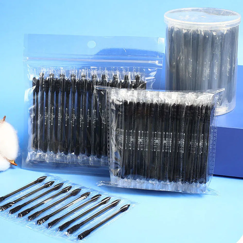 Individually Wrapped Cotton Swabs with Black Paper Sticks.