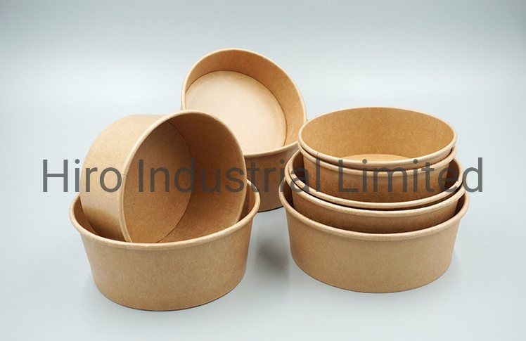 Hot Selling Food Grade Disposable Kraft Paper Bowls with Lids for Salad Cold Food