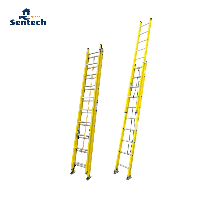 20FT 5.2m ANSI CE Red and Yellow Extension Ladder Fiberglass Manufacturer