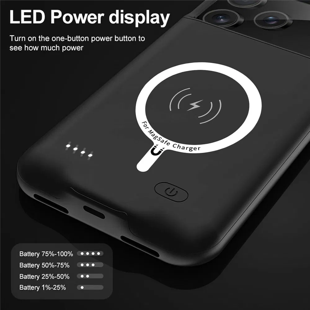 Магнитный пауэрбанк 6000 мАч для iPhone 17 PRO, черный