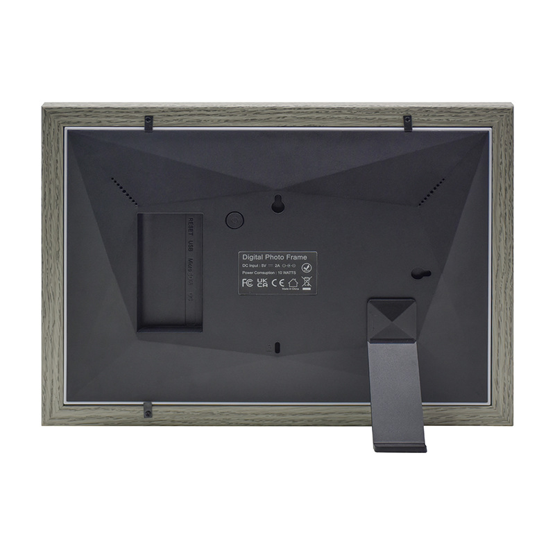 15.6-Inch Curved Silver-Gray Wooden Frame Cloud WiFi Smart Touch Digital Photo Frame