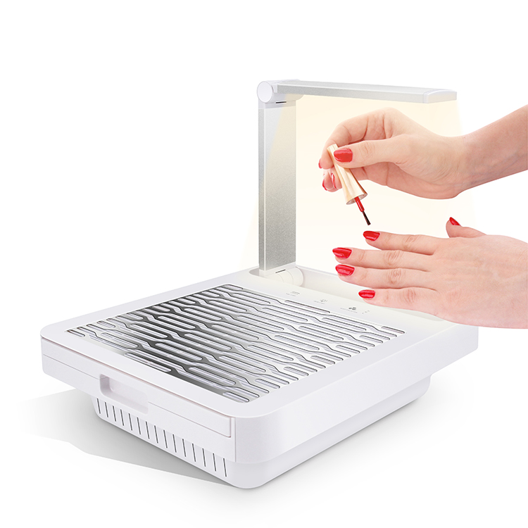 Luxury Touch Screen Nail Dust Collector with Foldable Flash Cure Lamp Light for Nail Station