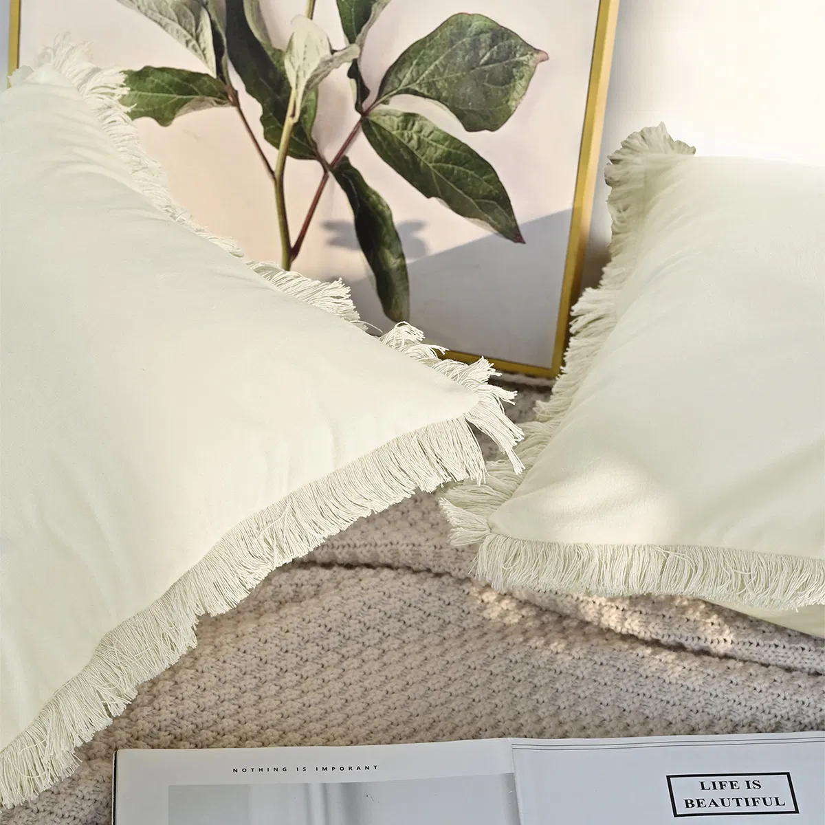 Customizable Plain Fabric Throw Pillow Cover Cotton Linen Cushion Cover