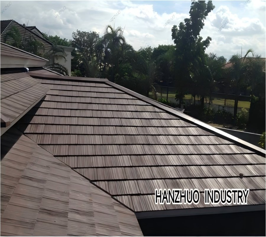 Synthetic Cedar Shake Tile Durable Wind Resistant Fireproof Waterproof Roof Tile