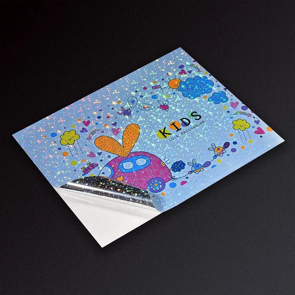 China Wholesale Printable Holographic Adhesive Sticker Waterproof A4 Sheet Inkjet Vinyl Sticker Paper for Laser & Inkjet Printer -Sky Star Pattern