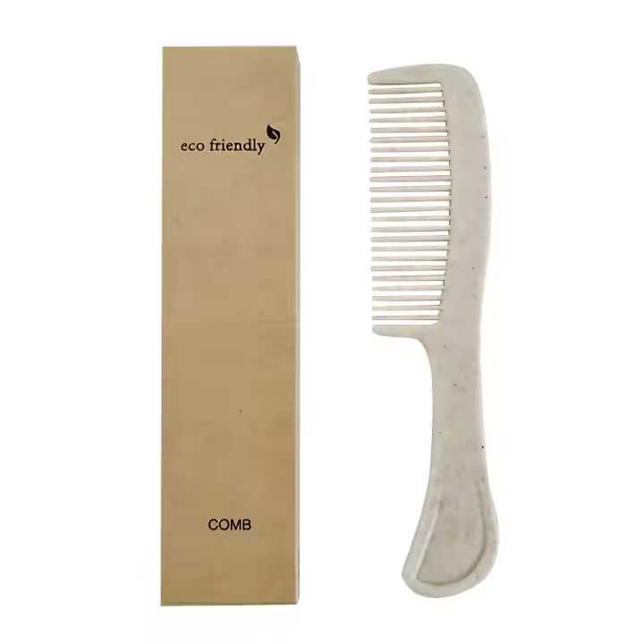 Luxury Hotel Disposable Comb Environment-Friendly Kraft Paper Packaging Wheat Straw Comb