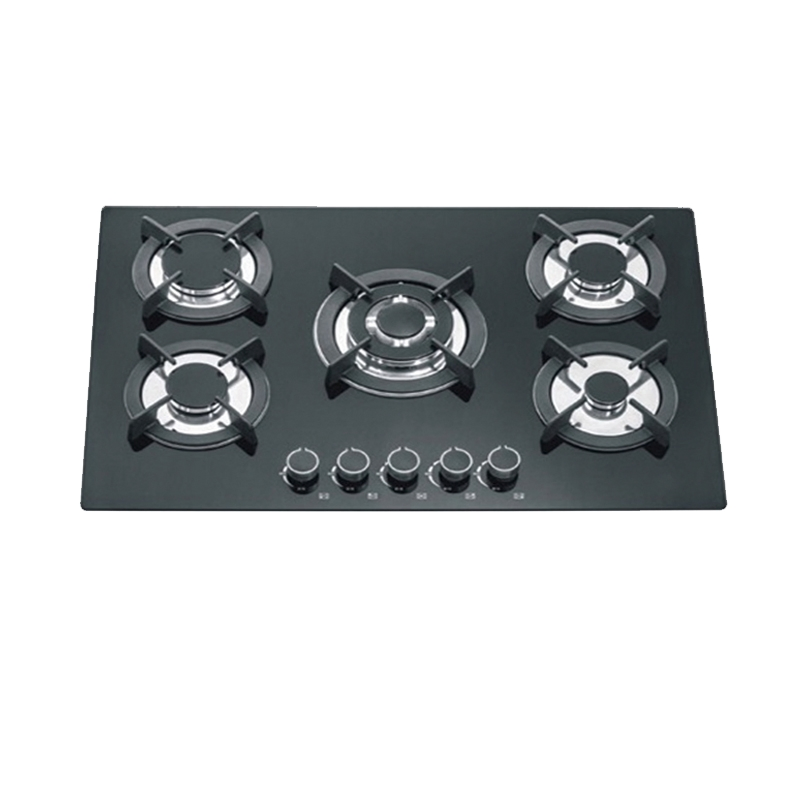 5 Burners Gas Hob Auto/Battery Ignition Gas Cooker Burner Black Tempered Glass Gas Cooker Cooktop Kitchen Stove