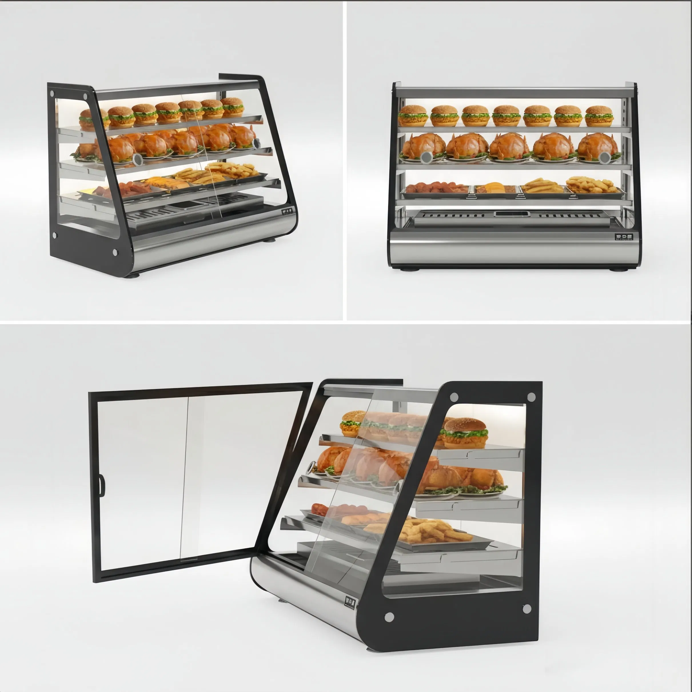 Electric Heating Heated Food Display Cabinet Stainless Steel for Restaurant