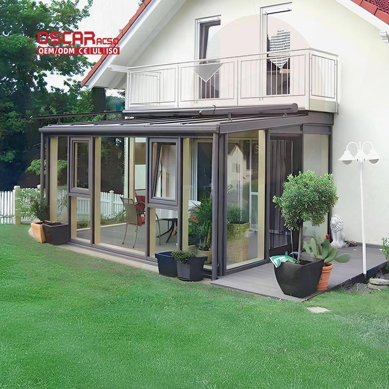 Glass Room Aluminum Glass Room with Retractable Tempered Roof for Patio Garden Balcony Sunroom