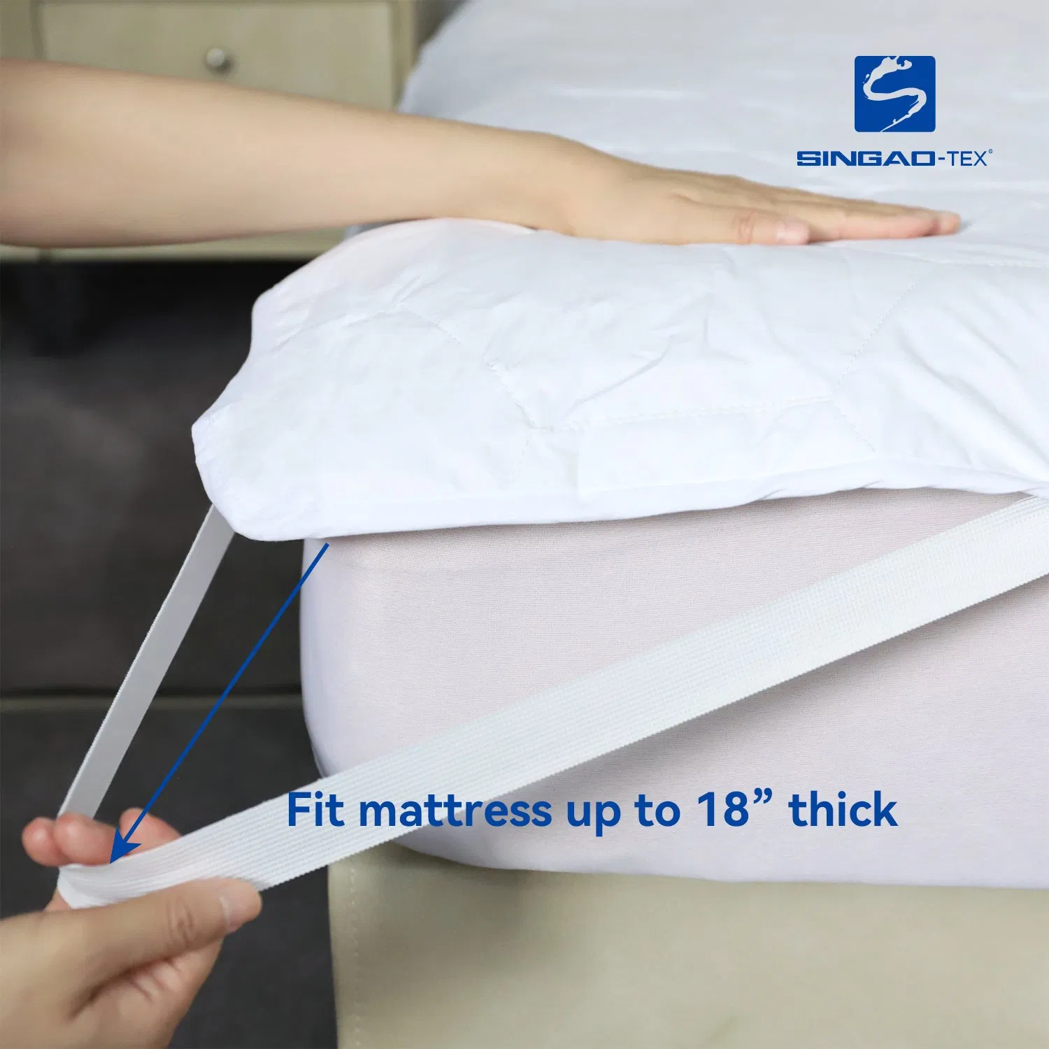 Deep Pocket Waterproof Mattress Topper Mattress Pad 4-Corner Straps for Home Hotel