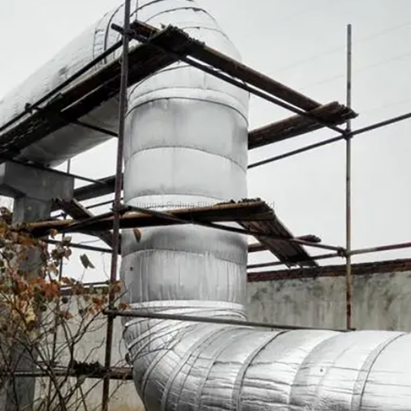 Exhaust Pipe Noise Insulation Cotton Elevator Shaft Sound-Absorbing Cotton Alkali-Free Aluminum Foil Glass Fiber Needle Felt