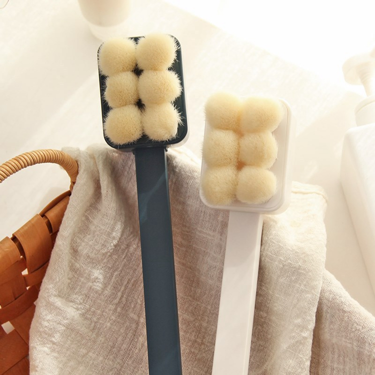 2021 New Style Multifunctional Body and Face Double Use Super Soft Ultra-Fine Hair Bath Brush with Long Handle