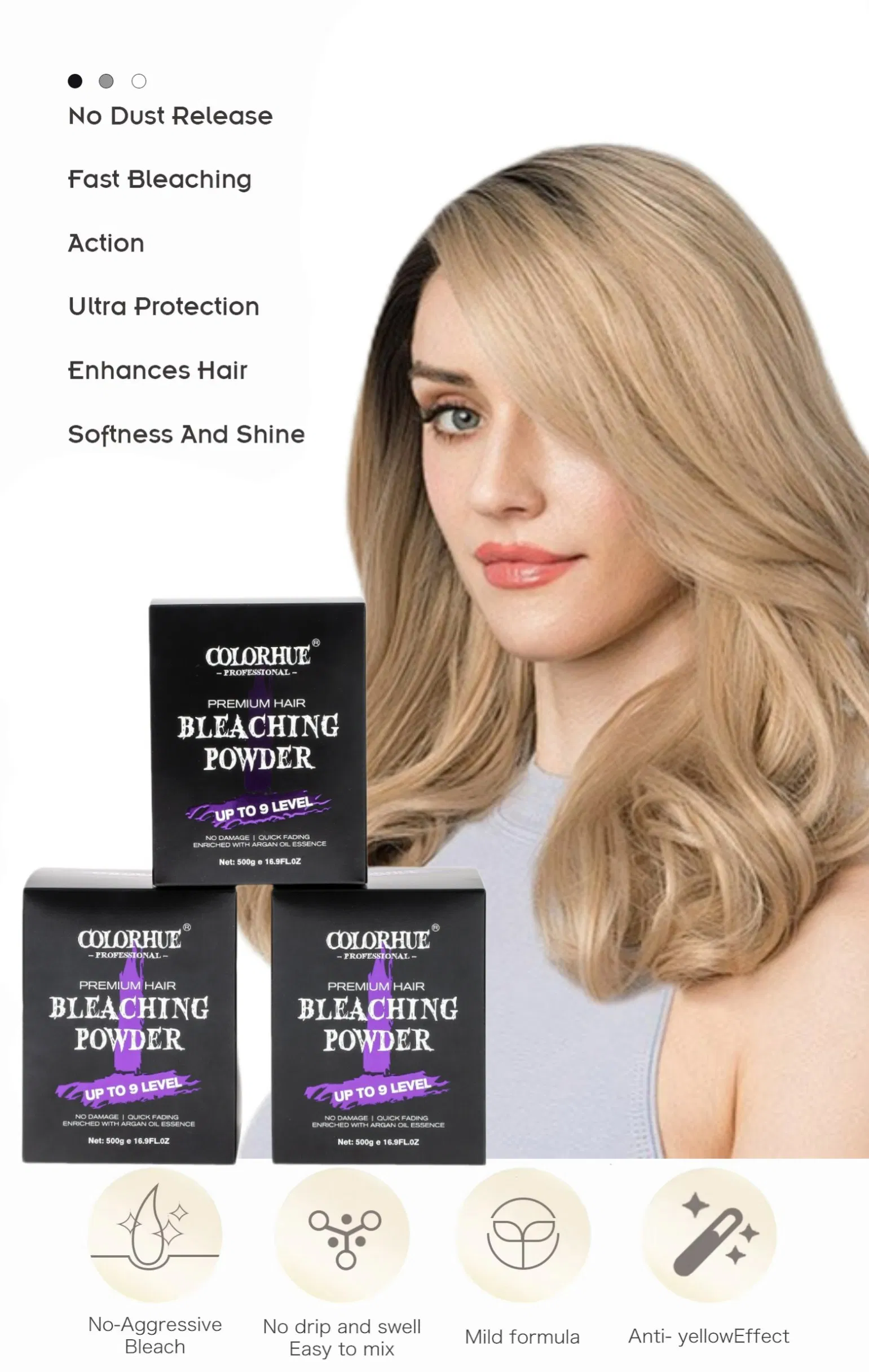 Free Samples for Salon Use Organic Bleach for Hair Color Dye Lightener Hair Bleach Powder Permanent Harmless