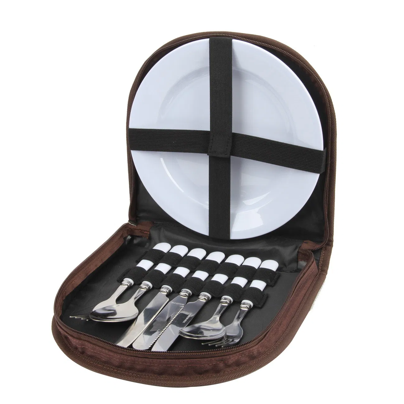 Picnic Camping Portable Tableware Travel Cutlery Set Knife Fork Spoon Plate with Carrying Bag