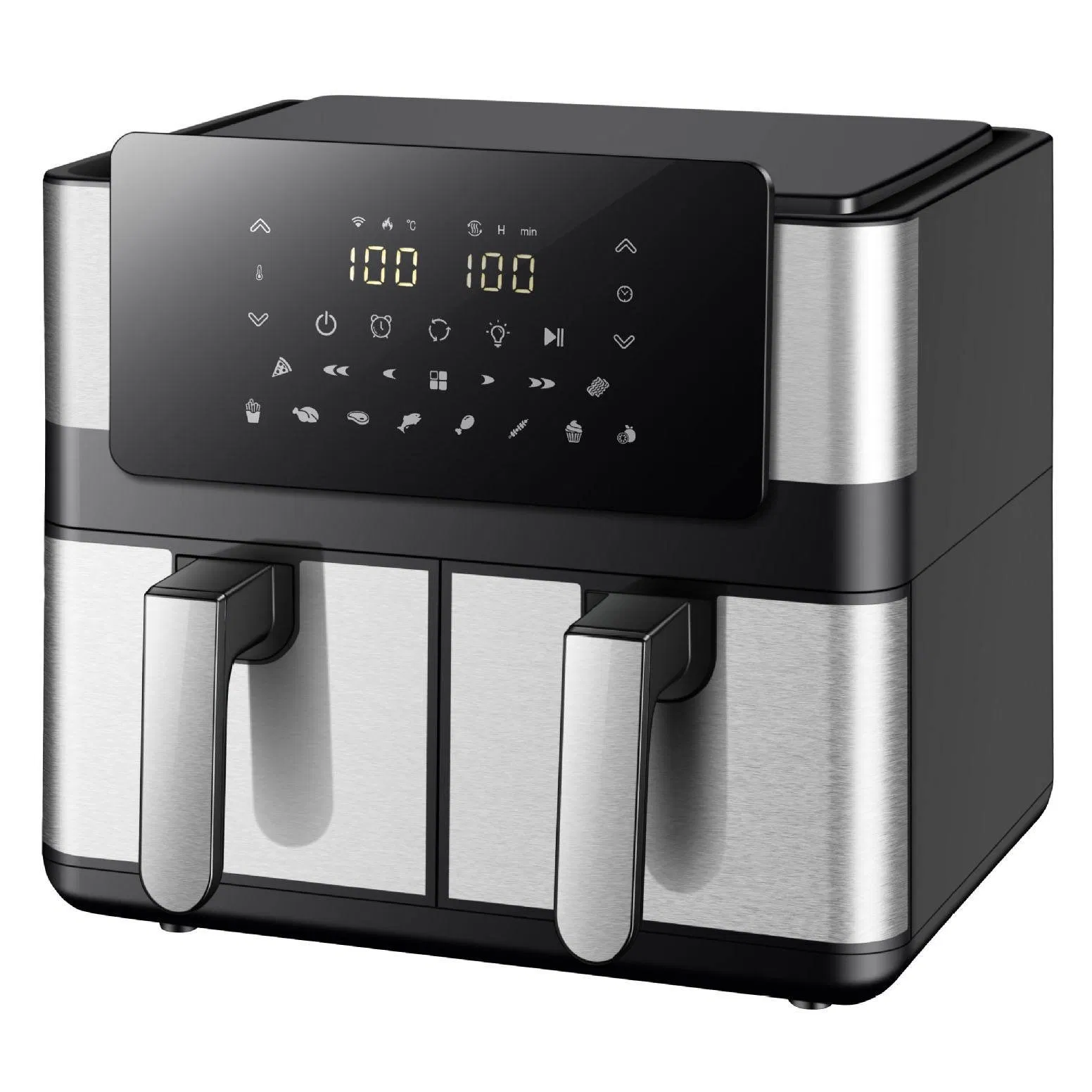 Versatile 4L+4L Double Pot Digital Air Fryer with Touchscreen Control