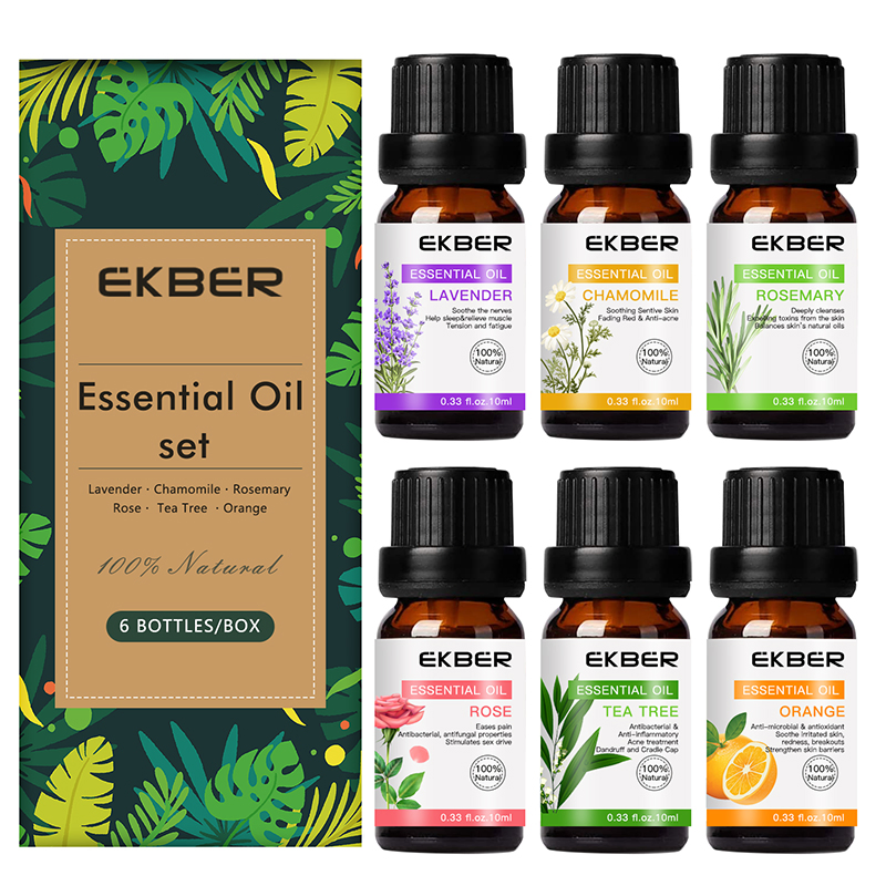 Organic 100% Pure Therapeutic Grade Essential Oil Set Body Massage Fragrance Diffuser Oil 6pack/Set Aromatherapy Essential Oils