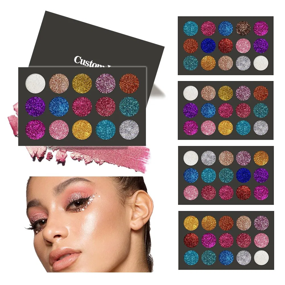 15 Colors Custom Makeup Highly Pigmented Eyeshadow Palette Shimmer Pressed Glitter Eye Shadow