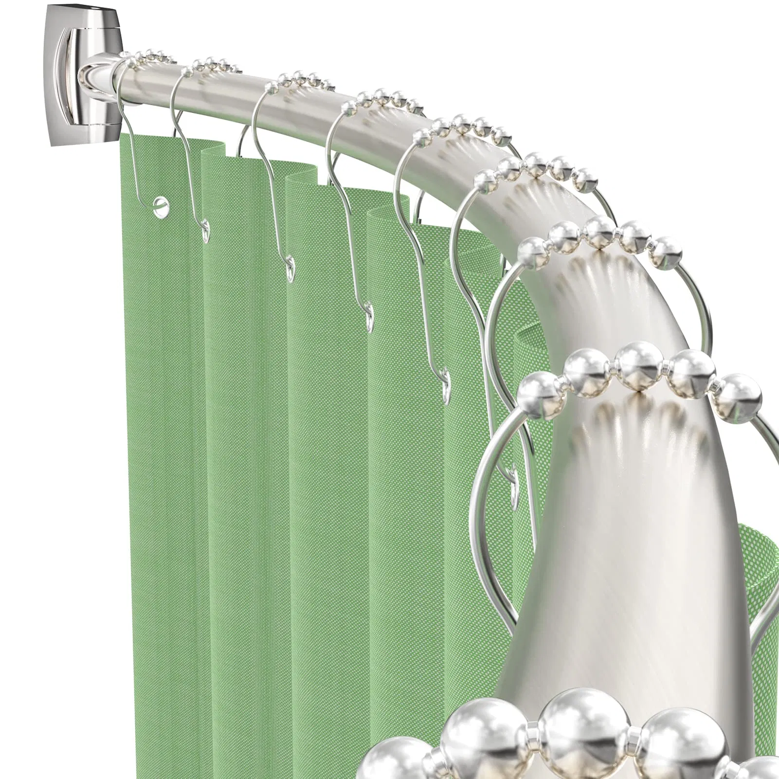 Rotating Brushed Nickel - Flips in and out for Small Bathrooms No Rust Stainless Curved Shower Rods Fit Standard Tub