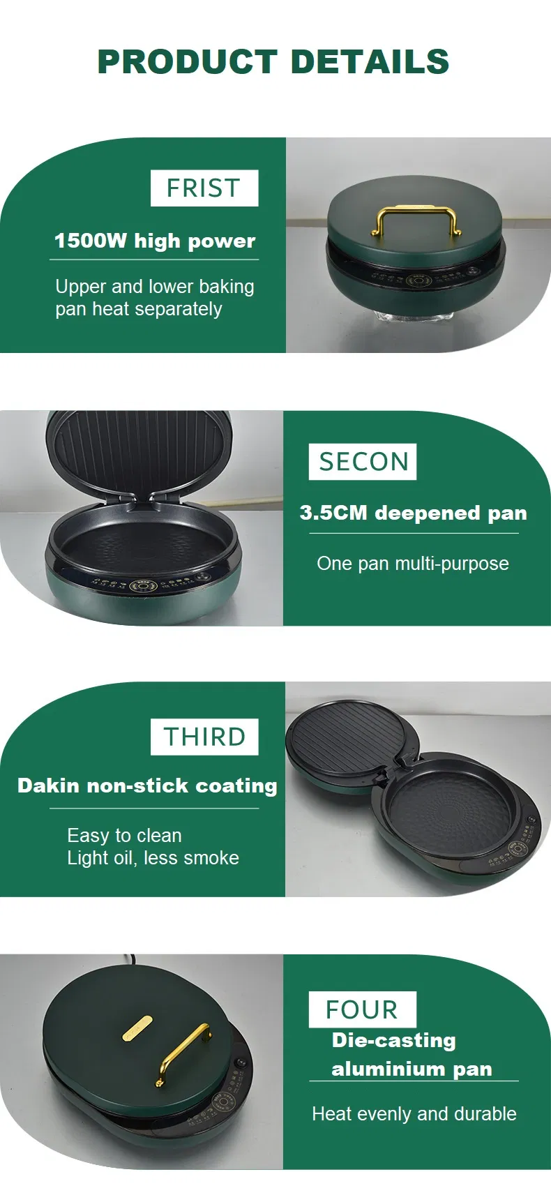 Multi-Functional Deepening Washable Electric Pancake Pan 30cm