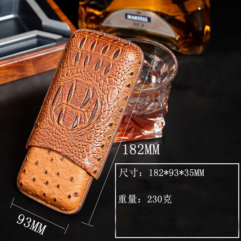 Ea455 Luxury Men Portable Cigar Travel Case Microfiber Factory Price Storage 3 PU Leather Cases