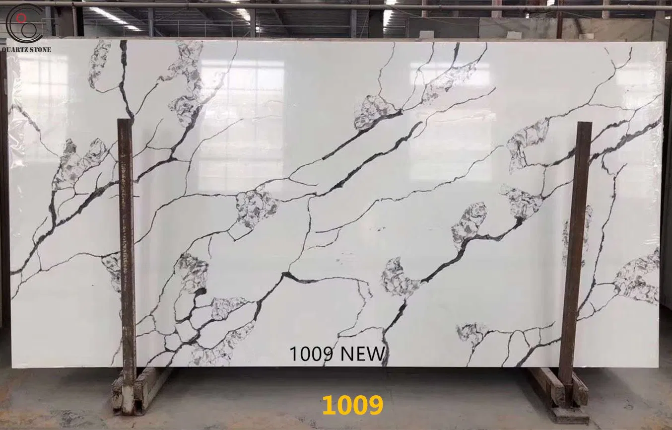 White Artificial Quartz Stone Slab with Beautiful and Clear Veins
