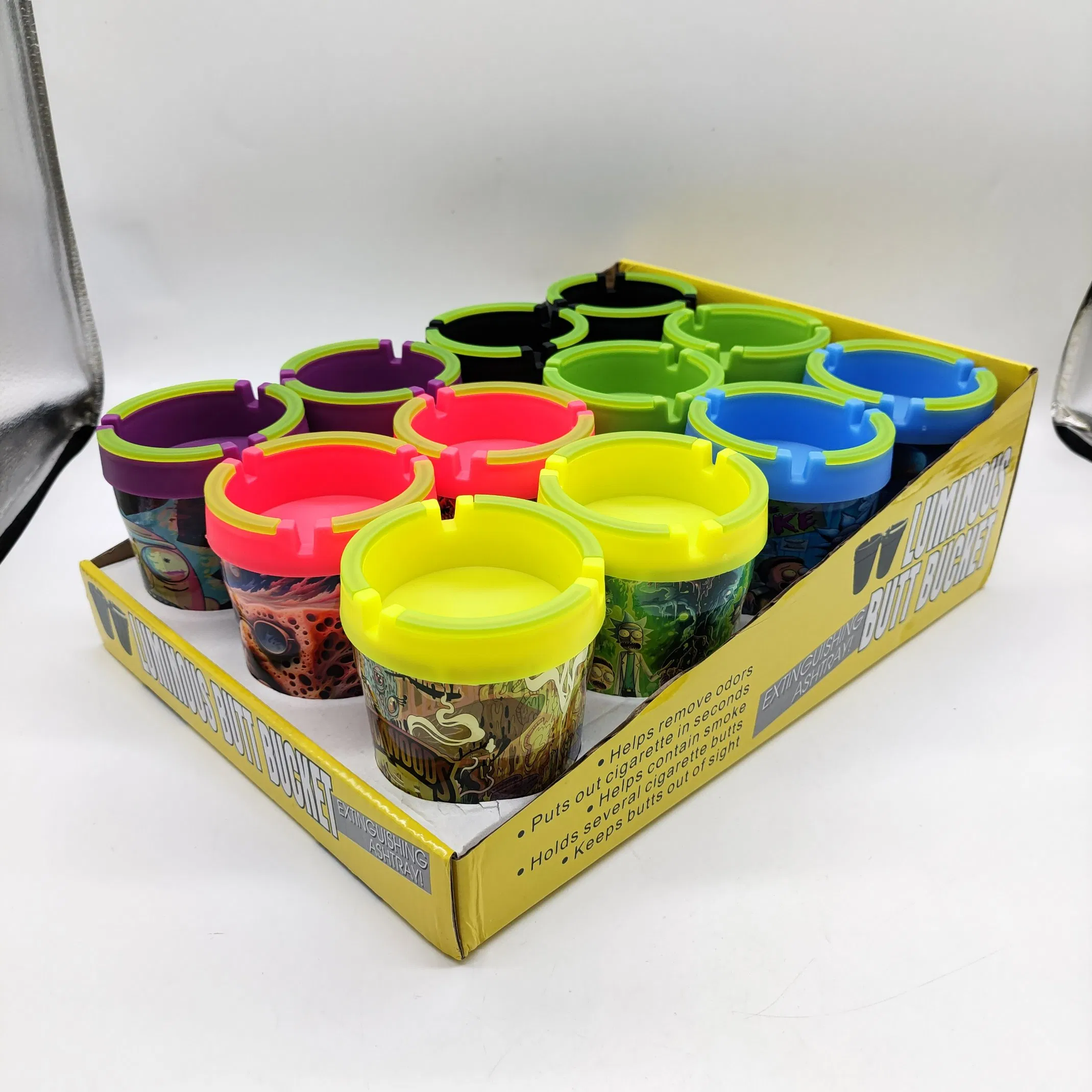 Hot Portable Car Ashtray Can Butt Bucketmold Luminous Butt Bucket Car Ashtray