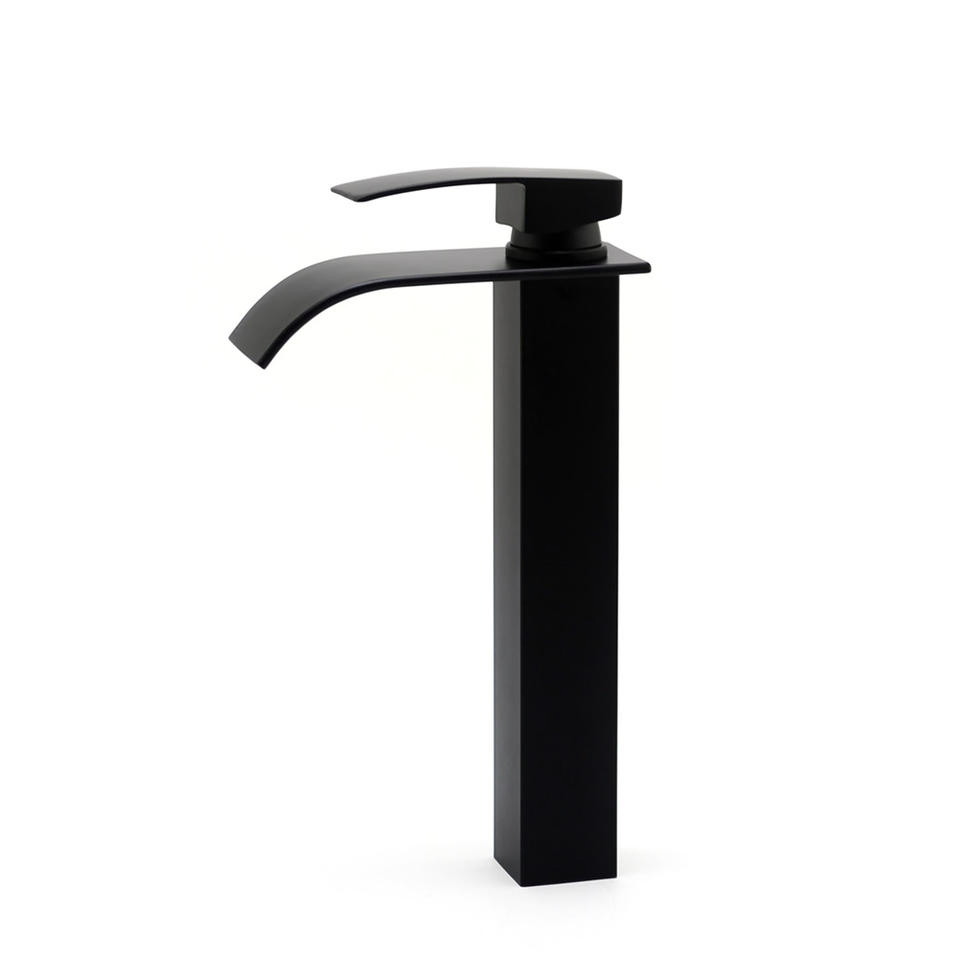 Factory Faucet Head Waterfall Bathroom Sink Matte Black Deck Mount Single Hole Faucet
