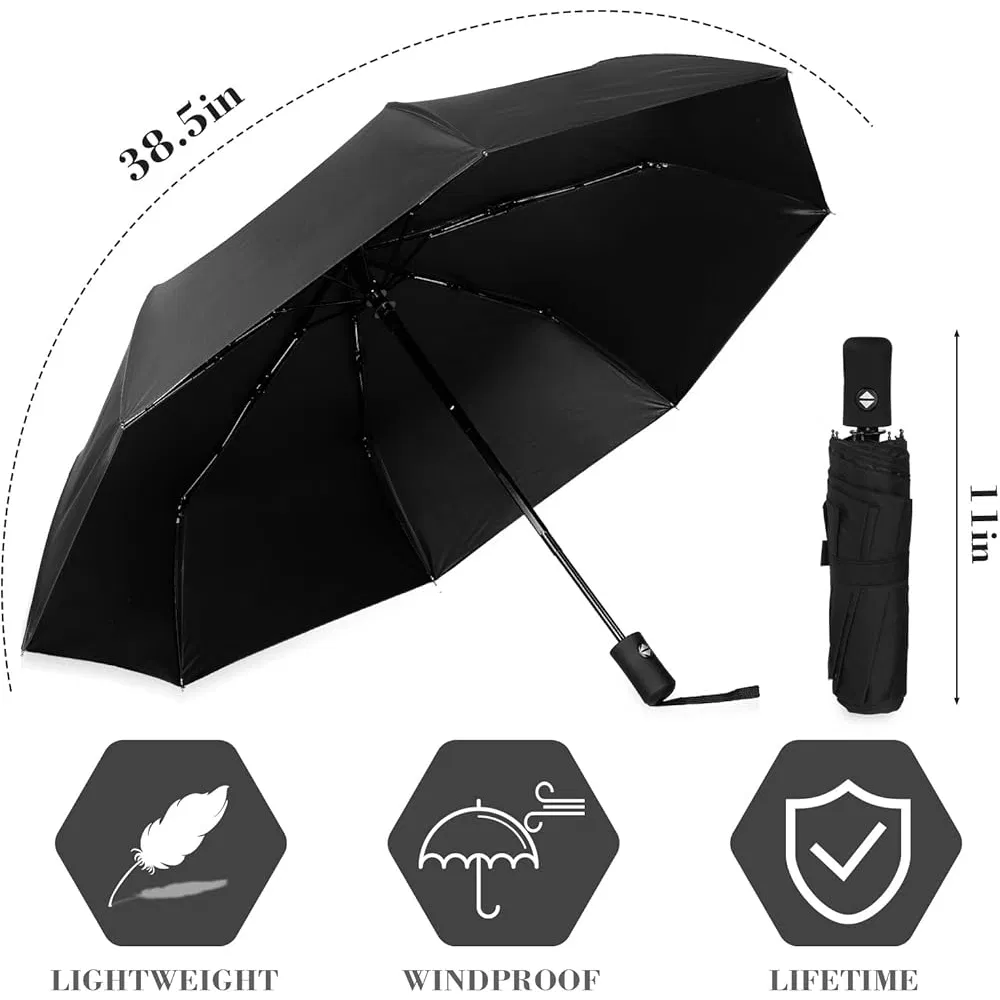 High Quality Custom Windproof Travel Outdoor Automatic Rain Umbrellas Compact 3 Fold Umbrella with Logo