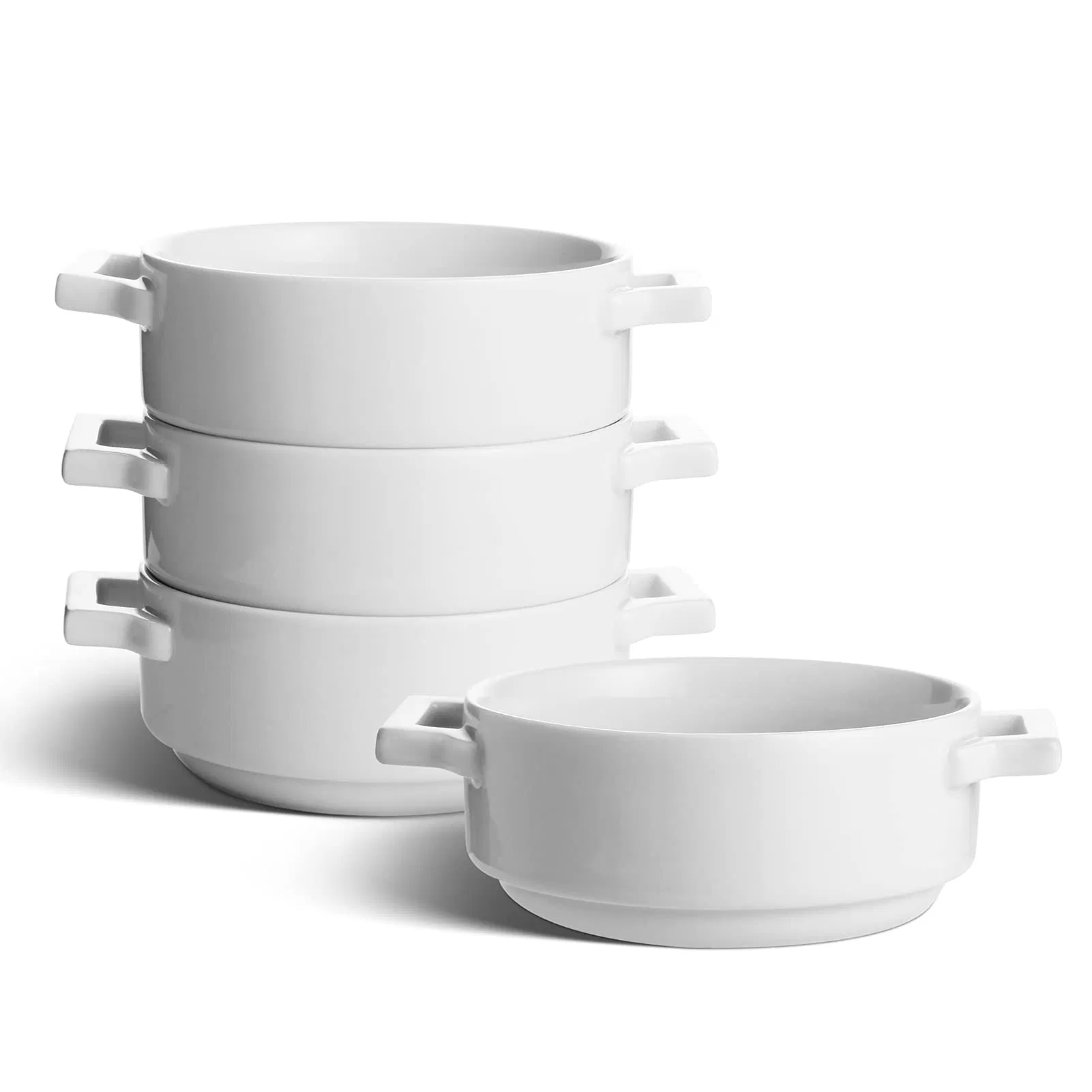 Custom Kitchenware White Ceramic Pasta Cereal Soup Bowls with Handles