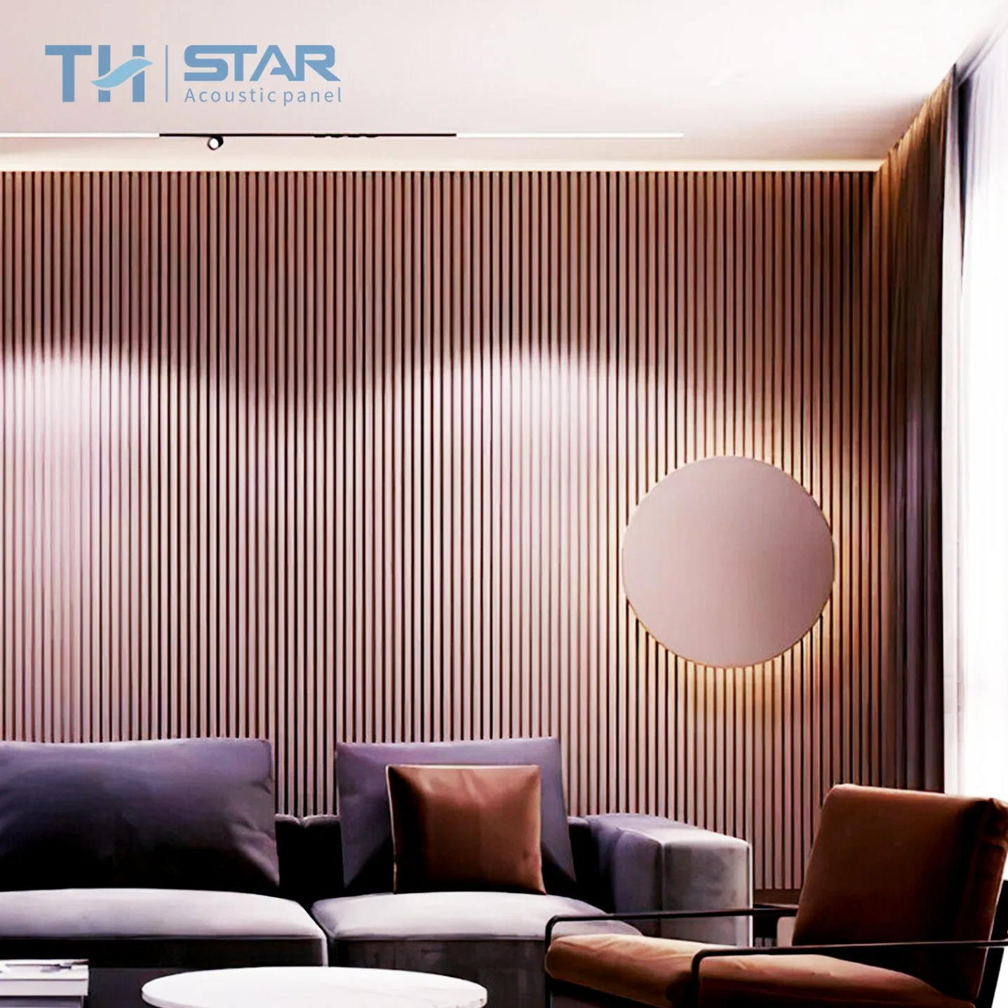 Polyester Acoustic Fire Retardant MDF Wood Veneer Slat Panel for Decoration