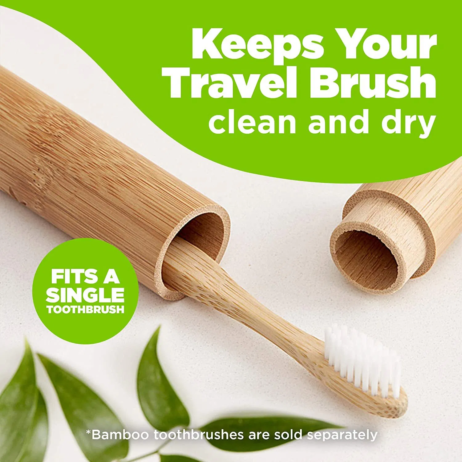 100% Natural Bamboo Breathable Design Container Travel Toothbrush Case