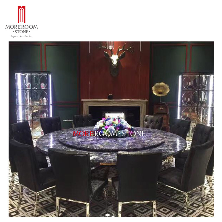 6 Seater Classic Luxury Villa White Semi Precious Stone Purple Green Fluorite Kitchen Round Countertops