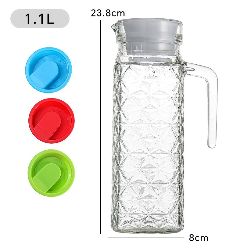 1100ml 600ml Wholesale Clear High Borosilicate Glass Water Tea Pot Cold Water Jug with Lid Water Bottles