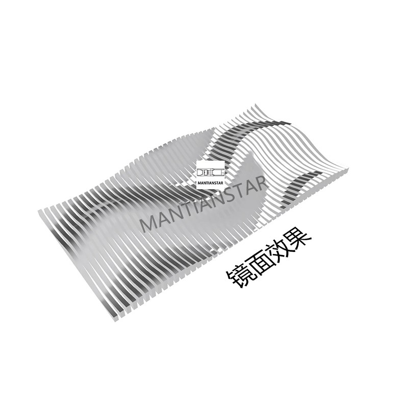 Customized Interior Decoration Fireproof Wood Grain Curve Art Aluminum Baffle Stretch Ceiling