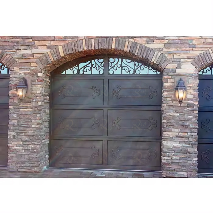 Luxury Modern Automatic Folding Wrought Iron Garage Door Main Metal Garage Entry Door Design