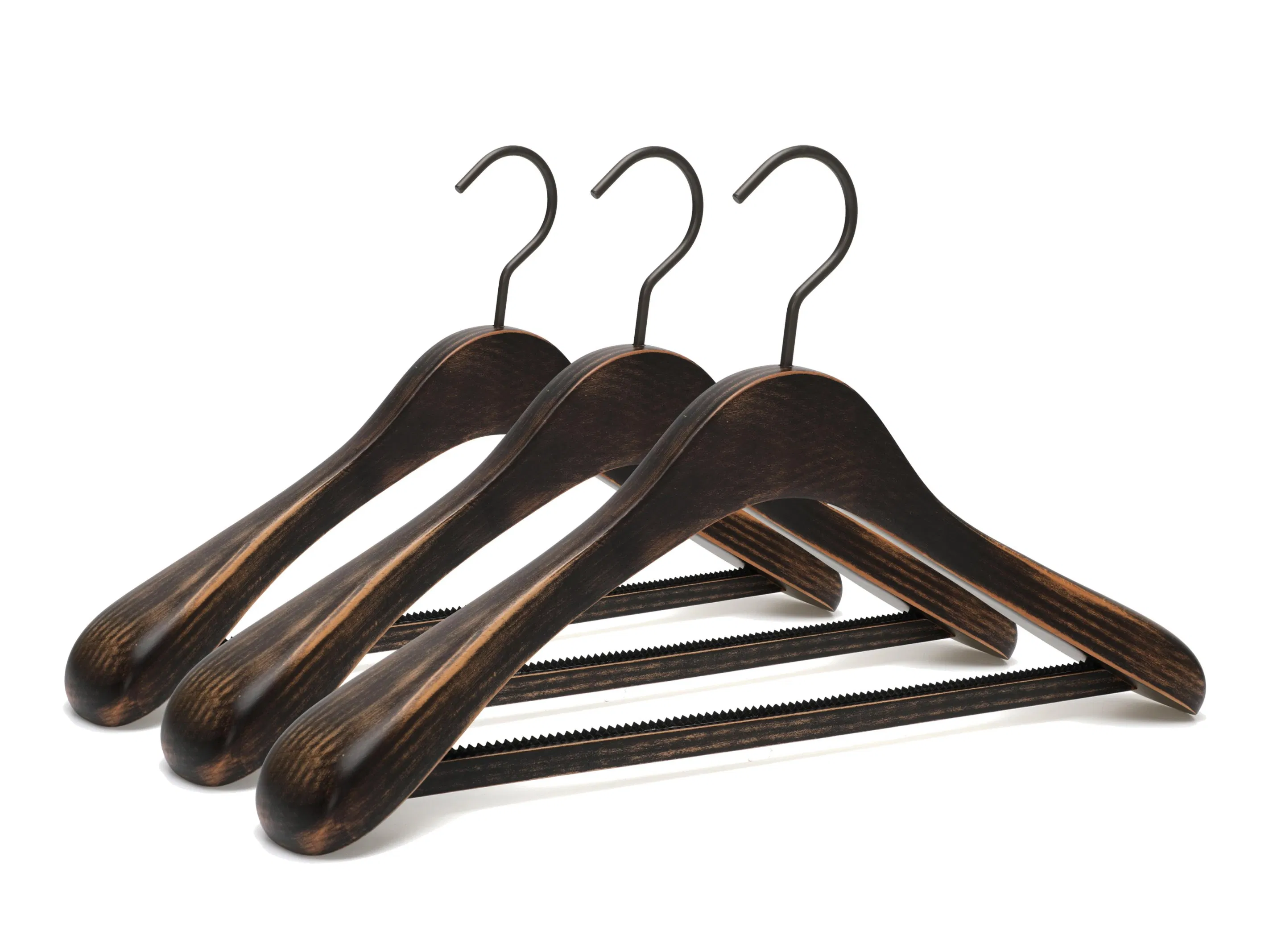 Shoulder Wooden Clothes Suit Clothing Coat Hanger with Clips