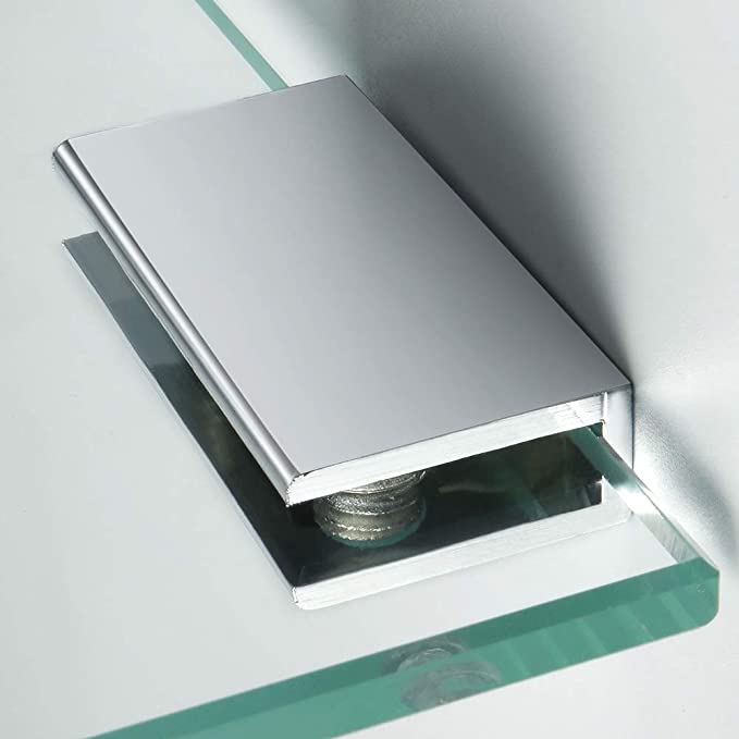 Rectangle Glass Shelf Bracket Holder Heavy Duty Clamp Shelf Clip