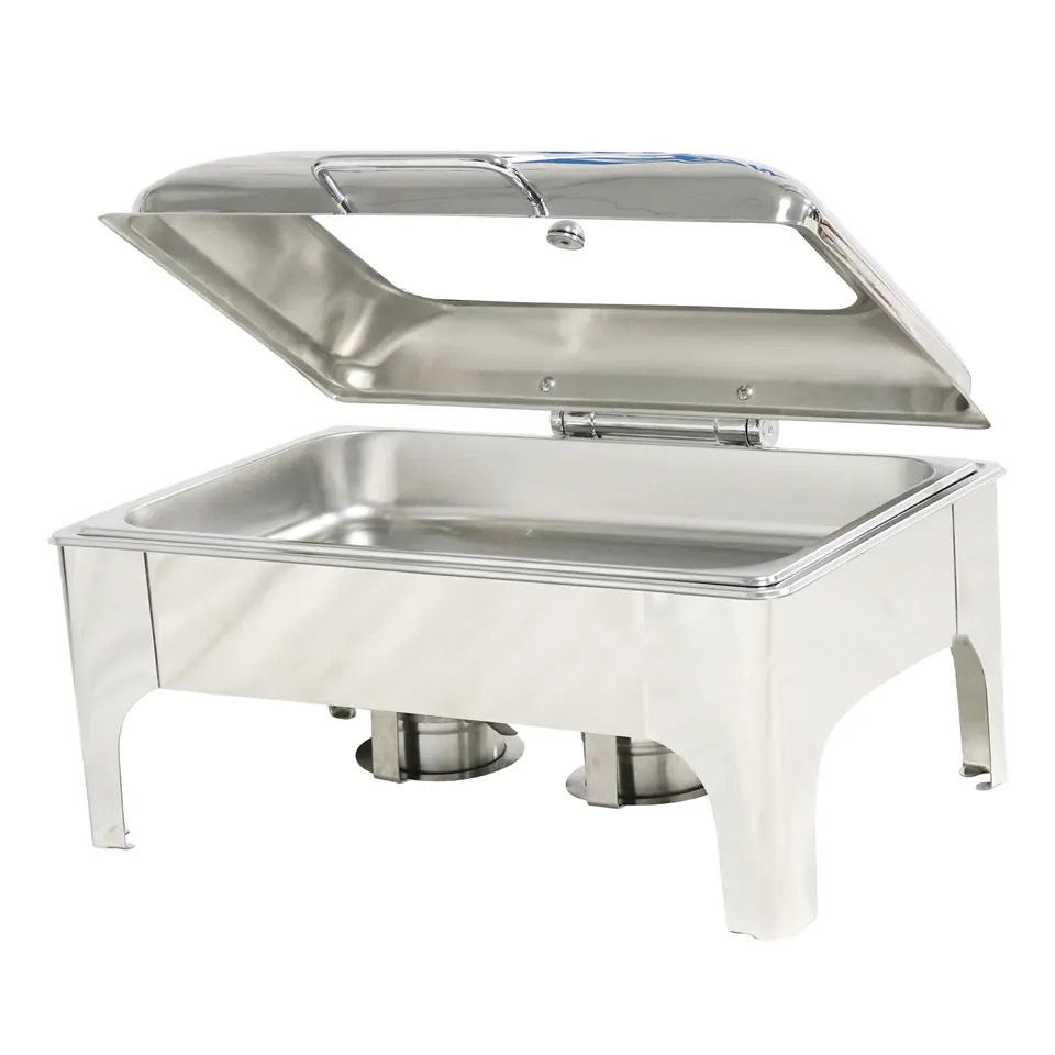 9L Hydraulic Chafing Dish with Window Catering Equipment Chafers Buffet Set Server Food Warmers for Commercial Restaurant Hotel