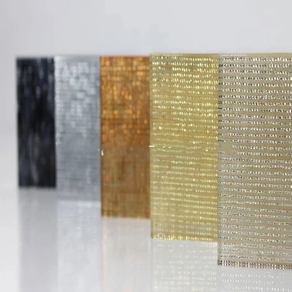 Luxury Decorative Safety Laminated Fabric Wire Woven Mesh Tempered Laminated Glass 8mm 10mm 12mm for Hotel Interior Wall Decoration