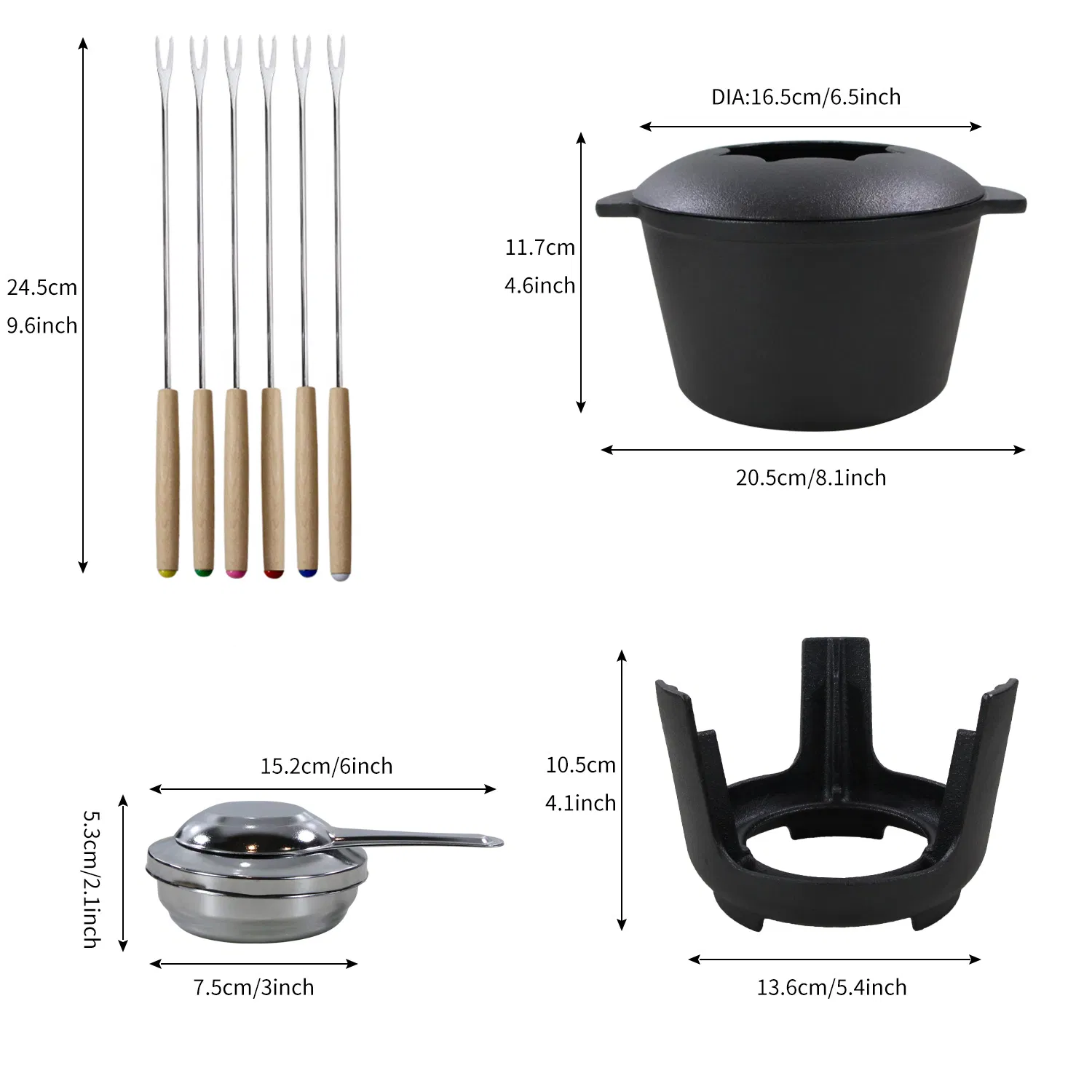 Чугунный набор для фондю с вилками