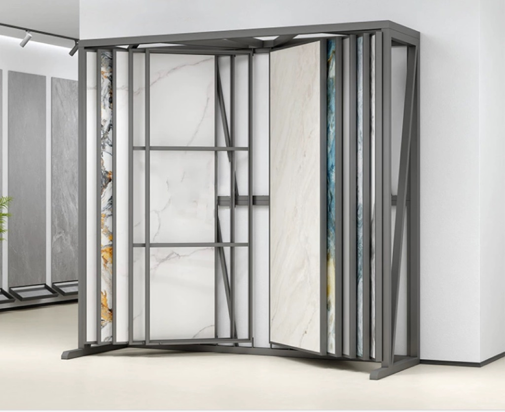 Customized Panel Size Ceramic Tile Display Stand Rack System Adjusted Tile Display Stand for Showroom